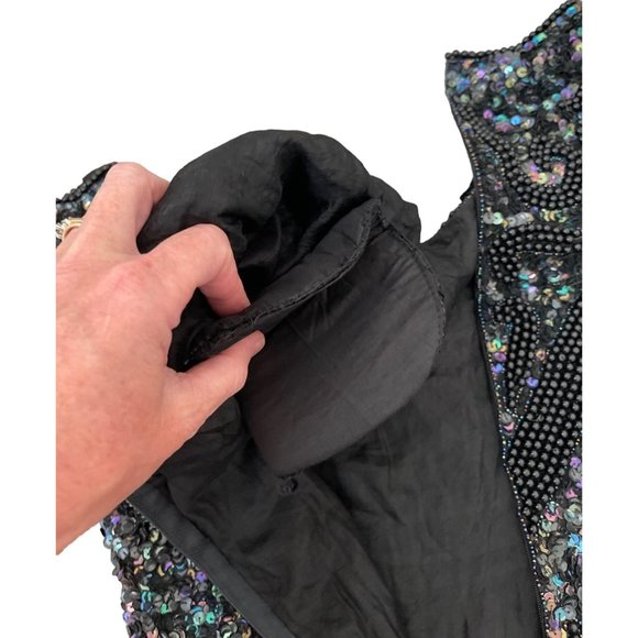 Vintage Jean for Joseph Le Bon Dress Black Beaded Sequined Pure Silk Dress M NWT - Picture 13 of 13